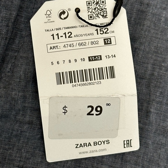 Zara Boys Youth 11/12 Large Shorts Chino Khakis Navy Blue Adjustable Stretch NWT - Picture 7 of 12